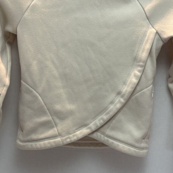 Athleta Girl Size Small/7 Pullover Side 1/4 Zip Criss Cross Ivory Sweatshirt - Picture 3 of 10